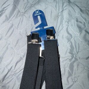 George Black Elastic Suspenders with Silver Clips
